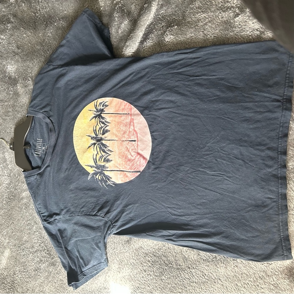 Caliville Tropical Navy Blue Mens T-Shirt